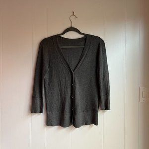 JAMES PERSE DARK Gray cotton cashmere blend waffle knit cardigan 2 Medium